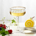 Clear Rib Wine Glass with gold rim